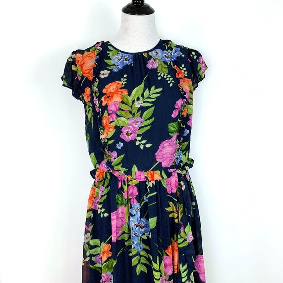 New Monsoon UK Silvia Floral Print Maxi Dress Navy Sz 14 - Picture 7 of 16